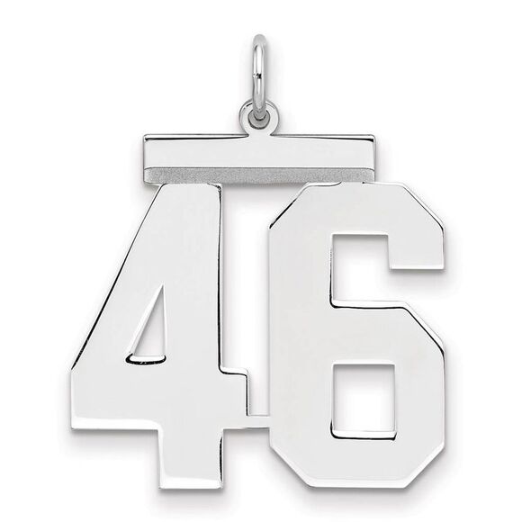 Sterling Silver Athletic Collection Large Polished Number 46 Pendant